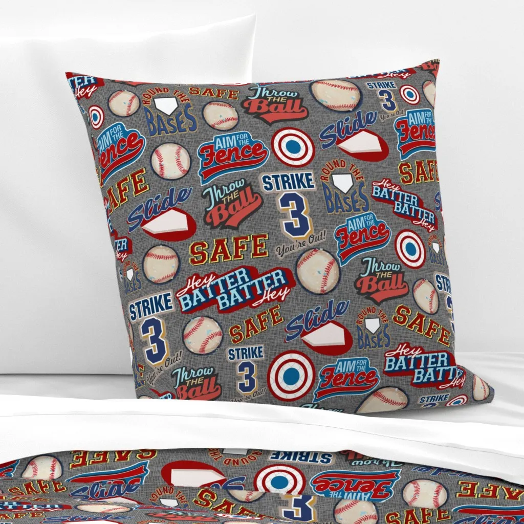 Baseball Lingo Sandlot Sports Collection Euro Pillow Sham - Gray product