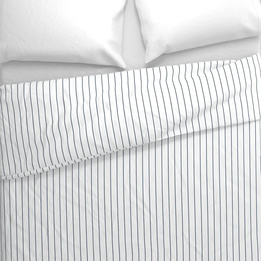 Baseball Pinstripes Duvet Cover - Navy Blue alternate view