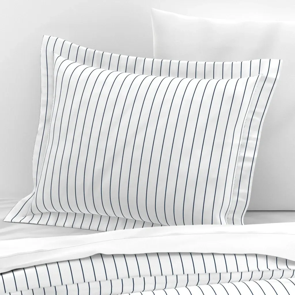 Baseball Pinstripes Standard Flanged Pillowcase - Navy Blue, Cotton Sateen product