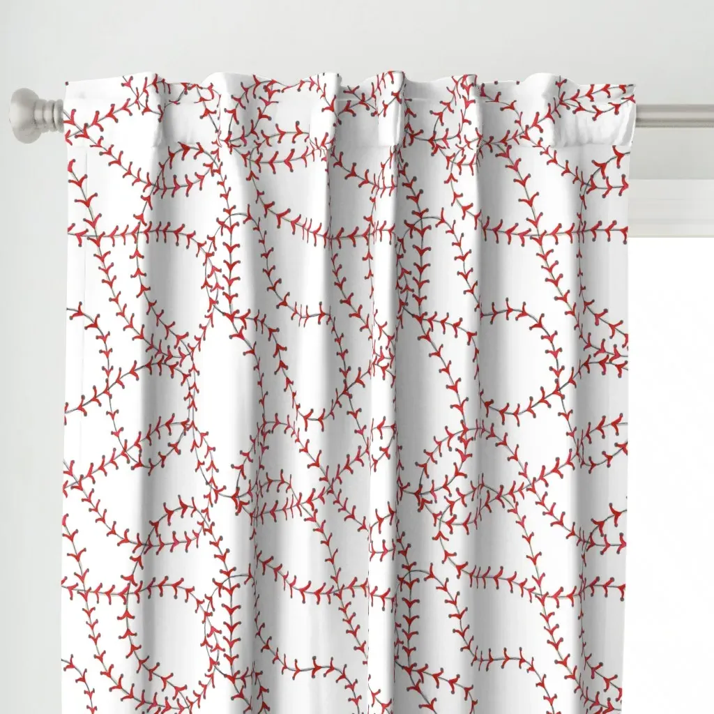 Baseball Seams Curtain Panel - Red alternate view