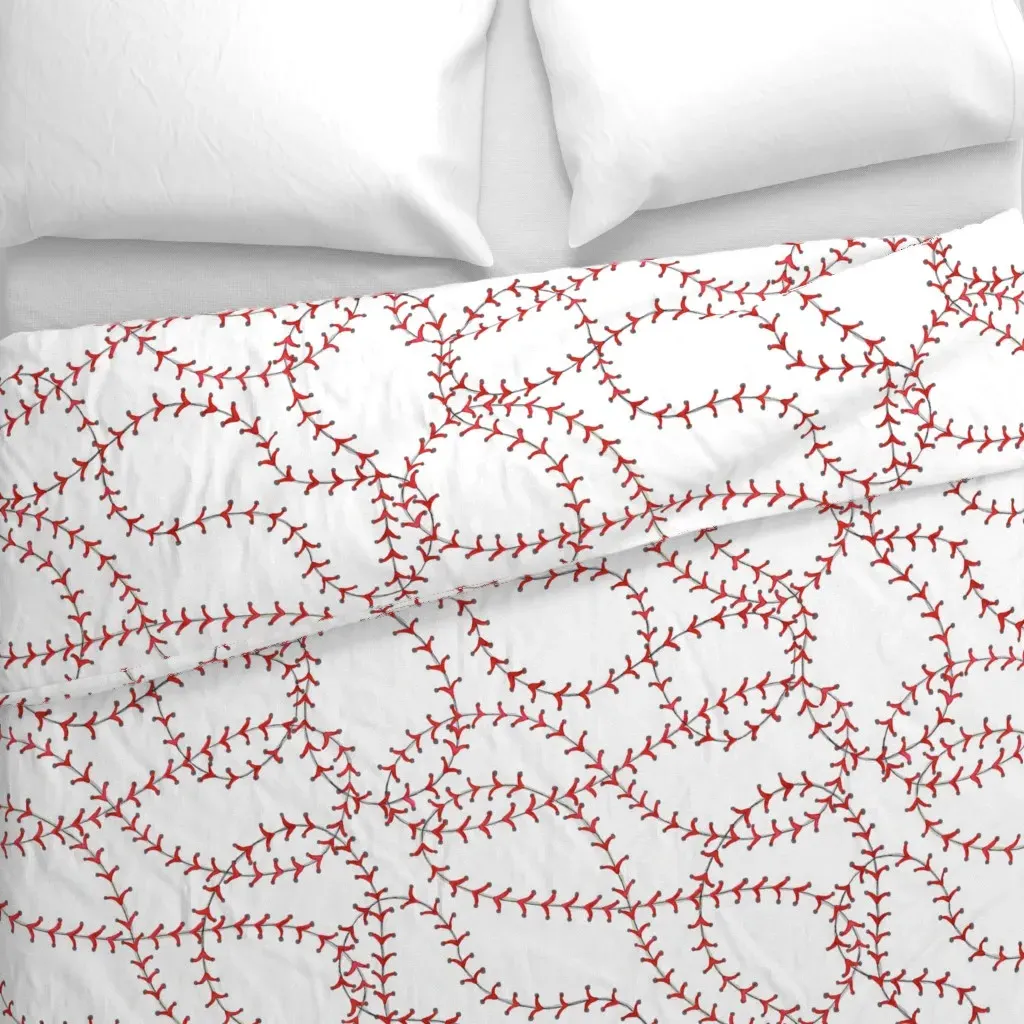 Baseball Seams Duvet Cover - Red alternate view