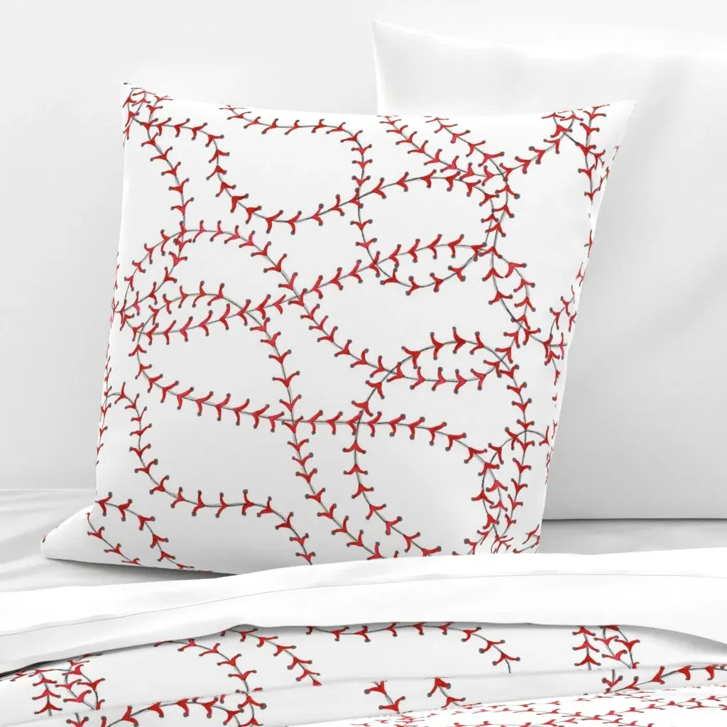 Baseball Seams Euro Pillow Sham - Red product