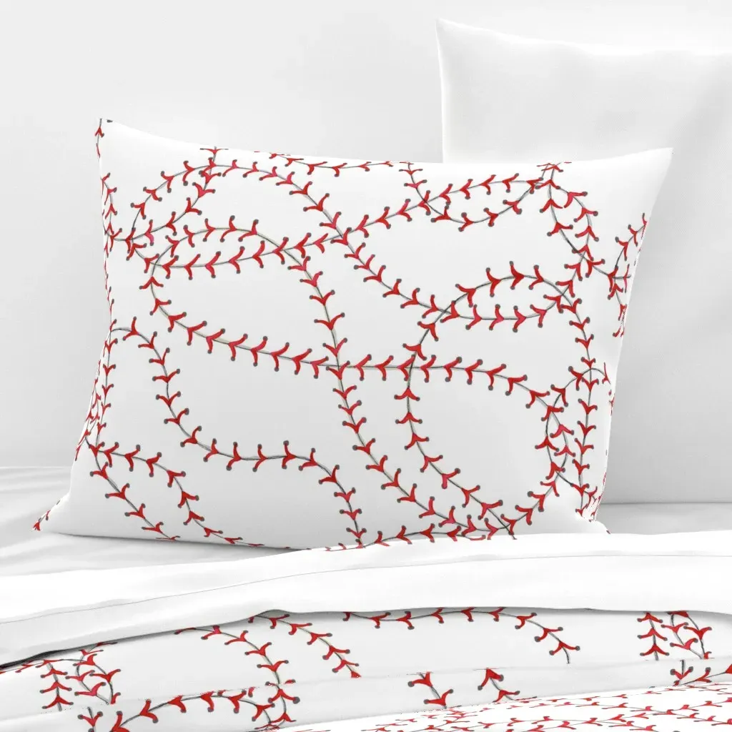 Baseball Seams Standard Knife Edge Pillow - Red, Cotton Sateen product