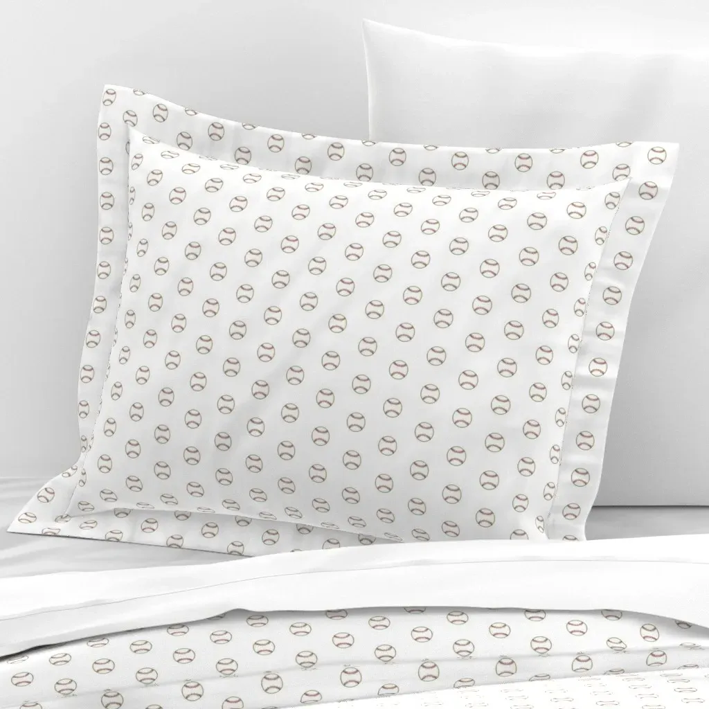 Baseball Standard Flanged Cushion Cover - White, Cotton Sateen product