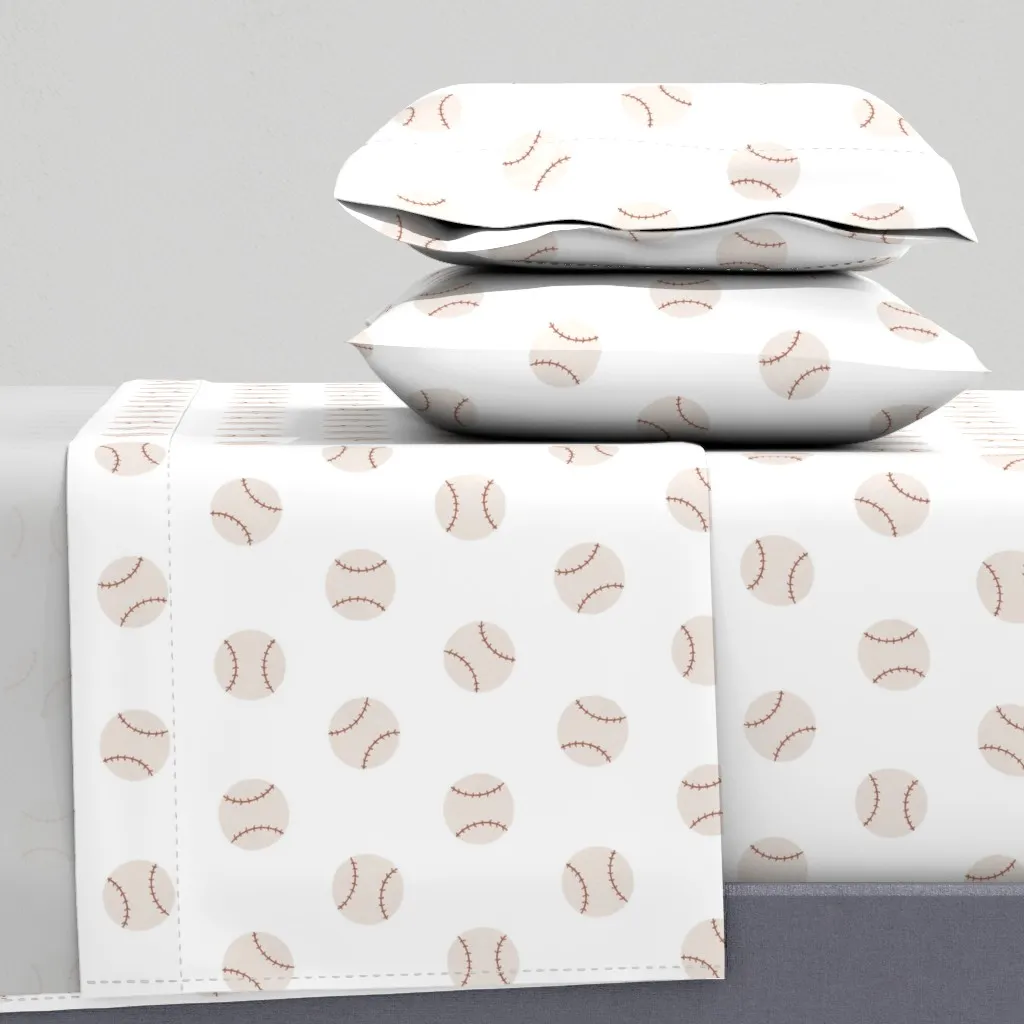 Baseballs Queen Sheet Set - Off-White product