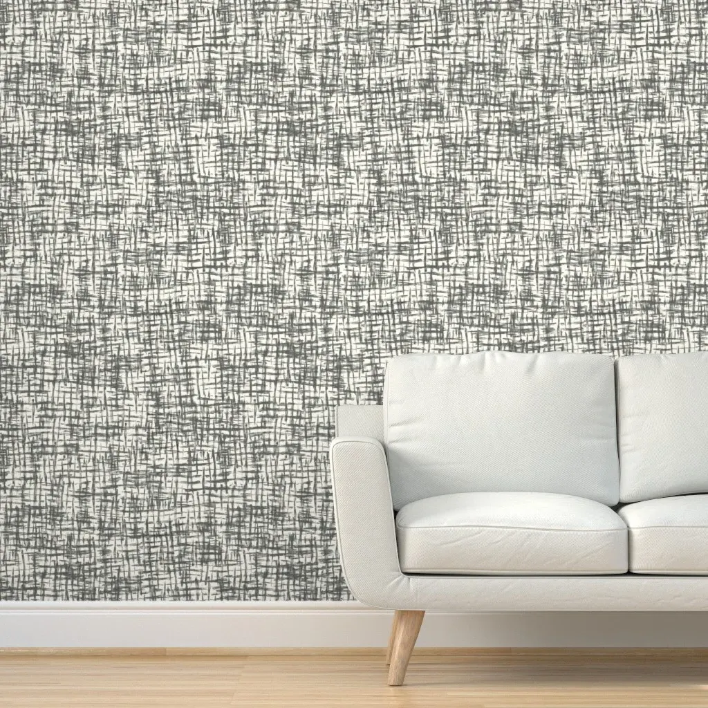Basket Weave Paintbrush Abstract Peel and Stick Wallpaper - Gray product