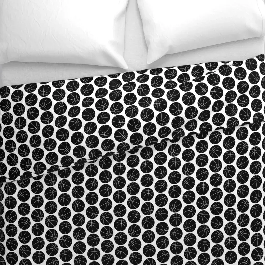 Basketballs B&W Duvet Cover - Black alternate view