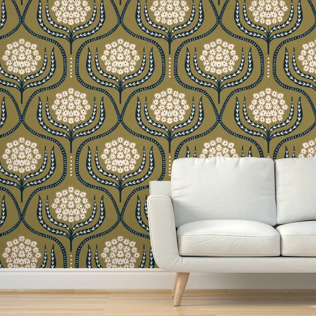 Basma Turtle Peel and Stick Wallpaper Large - Olive Green product