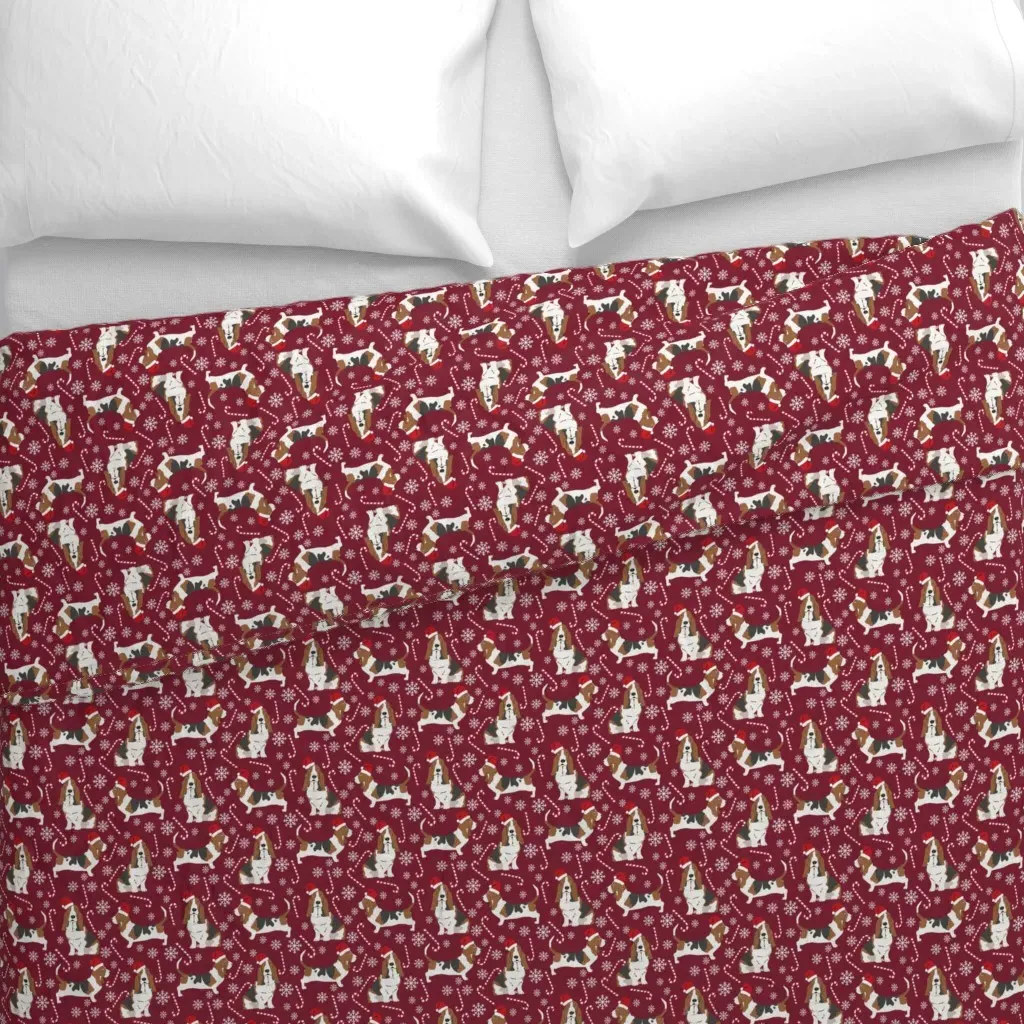 Basset Hound Peppermint Stick Duvet Cover - Burgundy alternate view