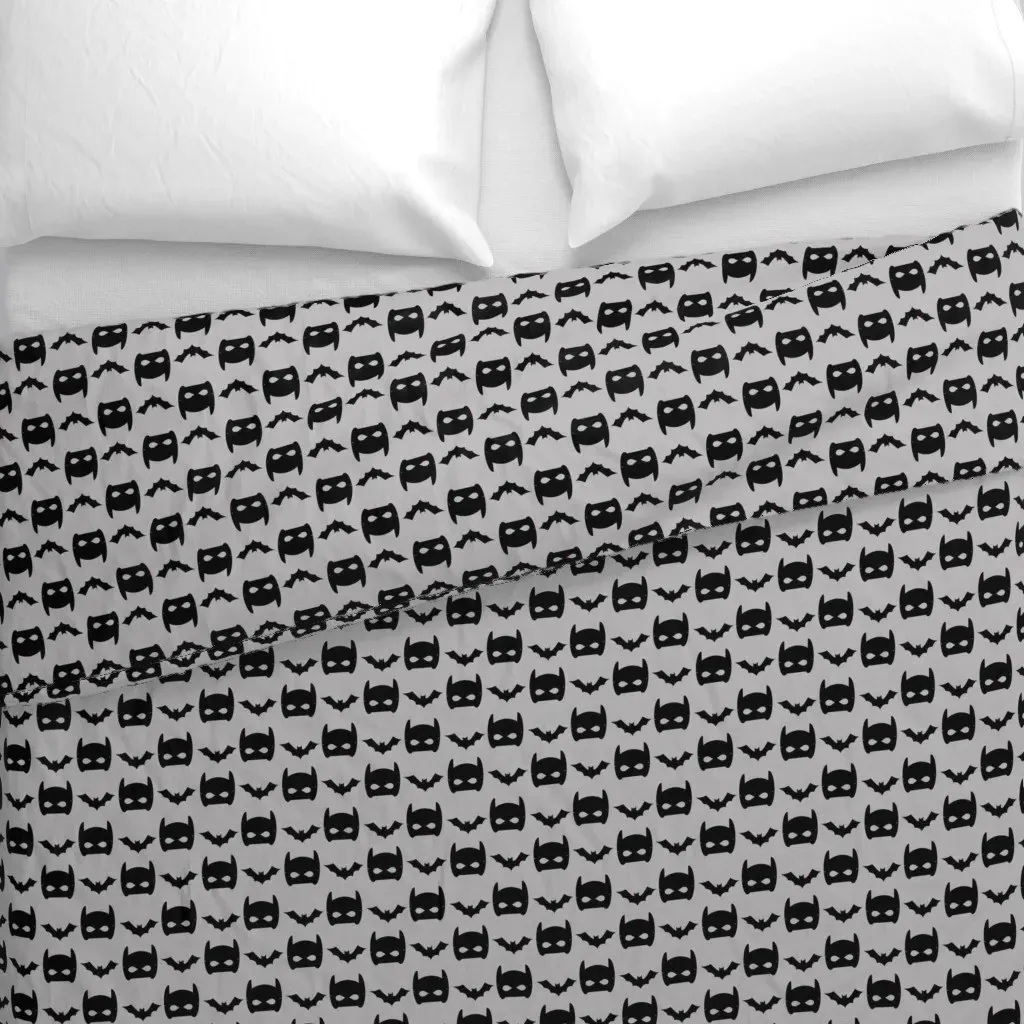Bat And Superhero Bat Duvet Cover - Black alternate view