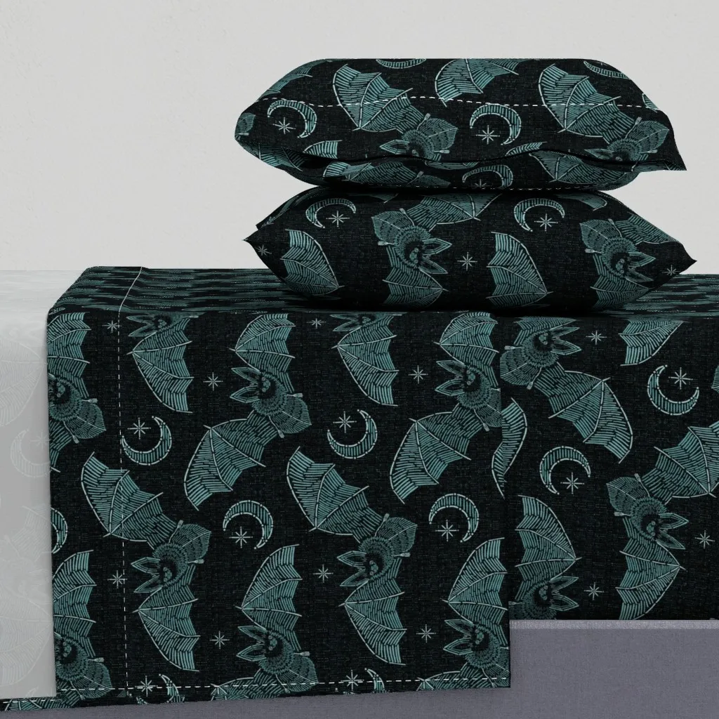 Bat Stitch Crazy Twin XL Sheet Set - Teal product