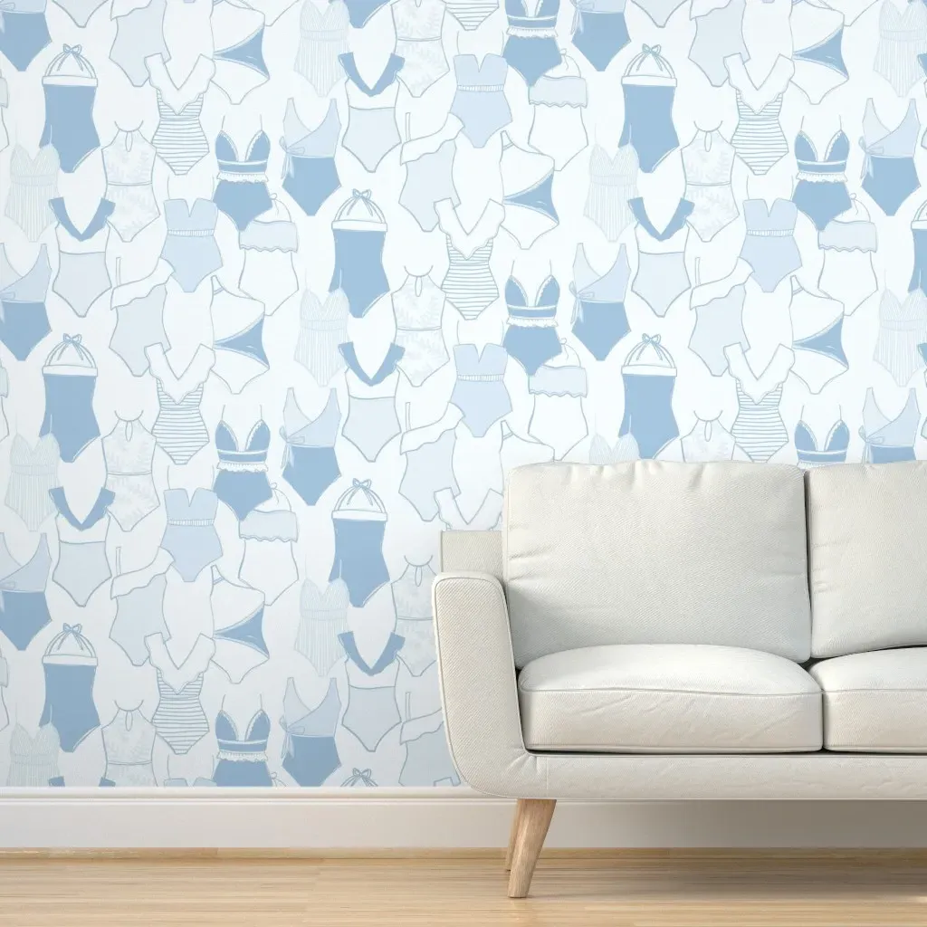 Bathing Beauts Peel and Stick Wallpaper - Light Blue product