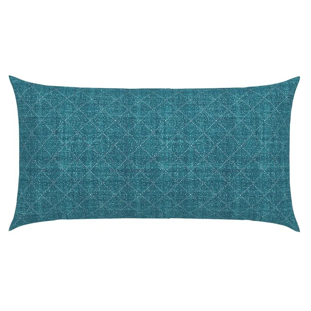 Batik Block Print Diamond Checks King Pillow Sham - Teal product