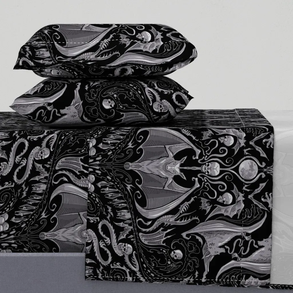 Bats And Beasts Full Sheet Set - Black, Gray product