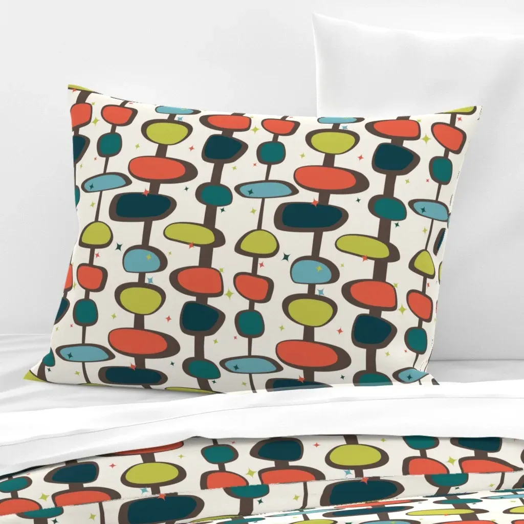 Baubles & Stars Standard Knife Edge Pillow - Teal, Cotton Sateen product