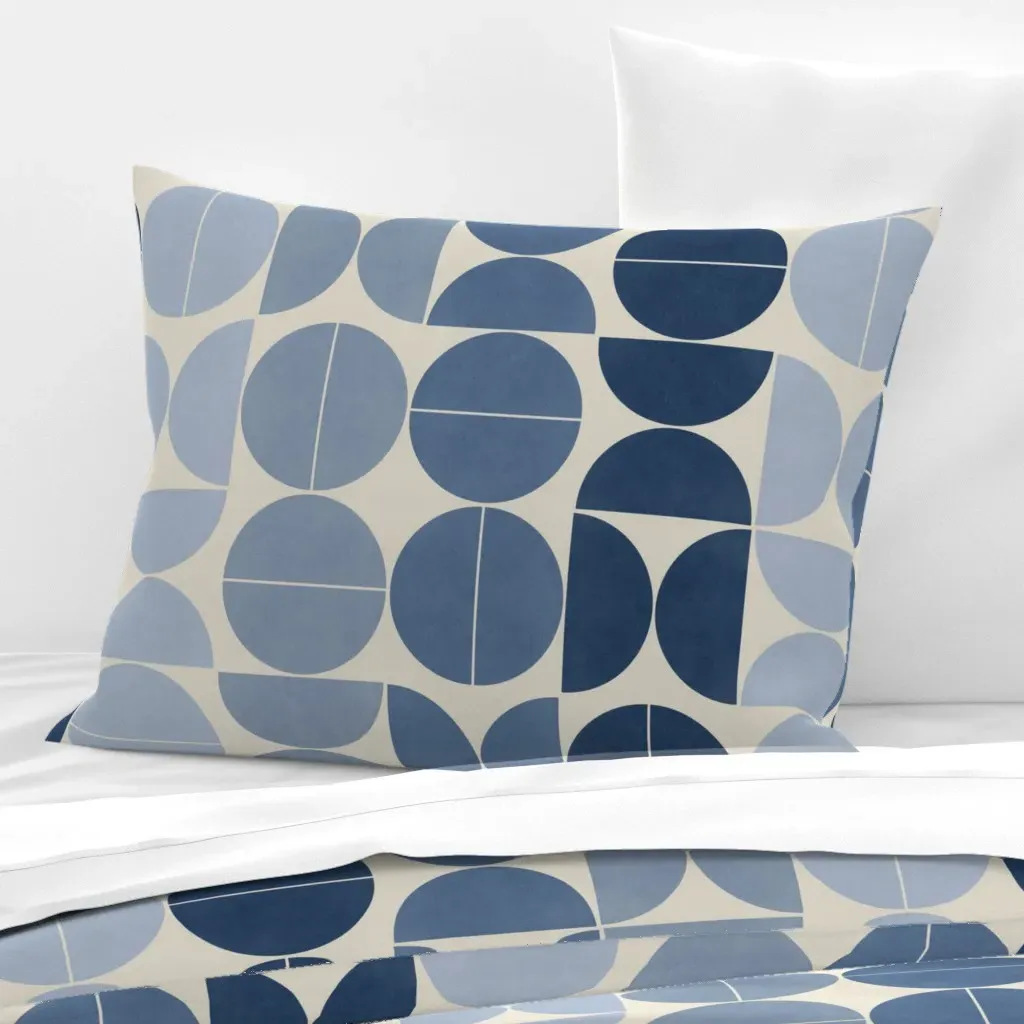 Bauhaus Balance Standard Knife Edge Cushion Cover - Blue, Cotton Sateen product