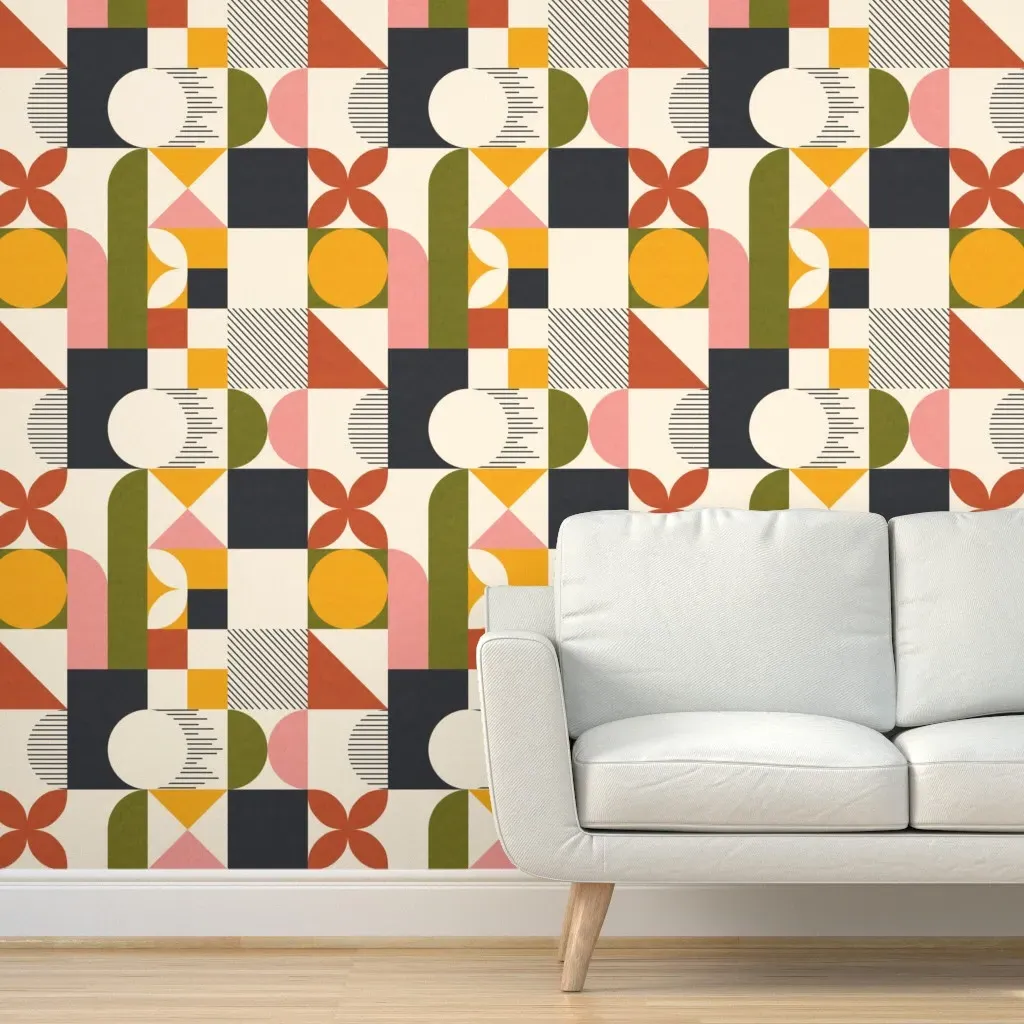 Bauhaus Geometric Peel and Stick Wallpaper - Mustard Yellow product