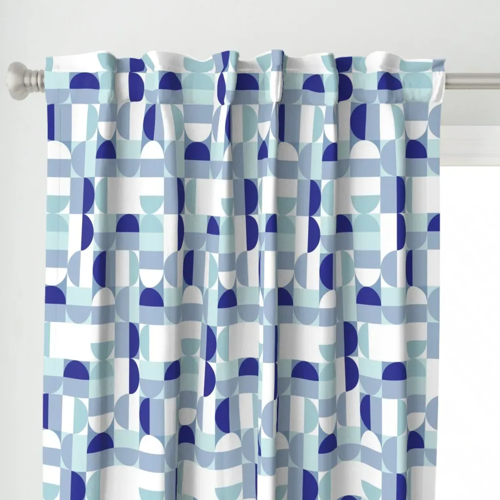 Bauhaus Minimal Semi Curtain Panel - Dark Blue alternate view