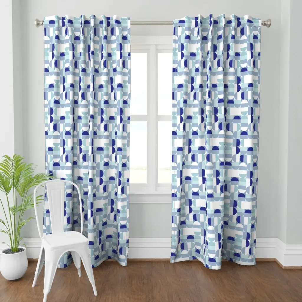 Bauhaus Minimal Semi Curtain Panel - Dark Blue product