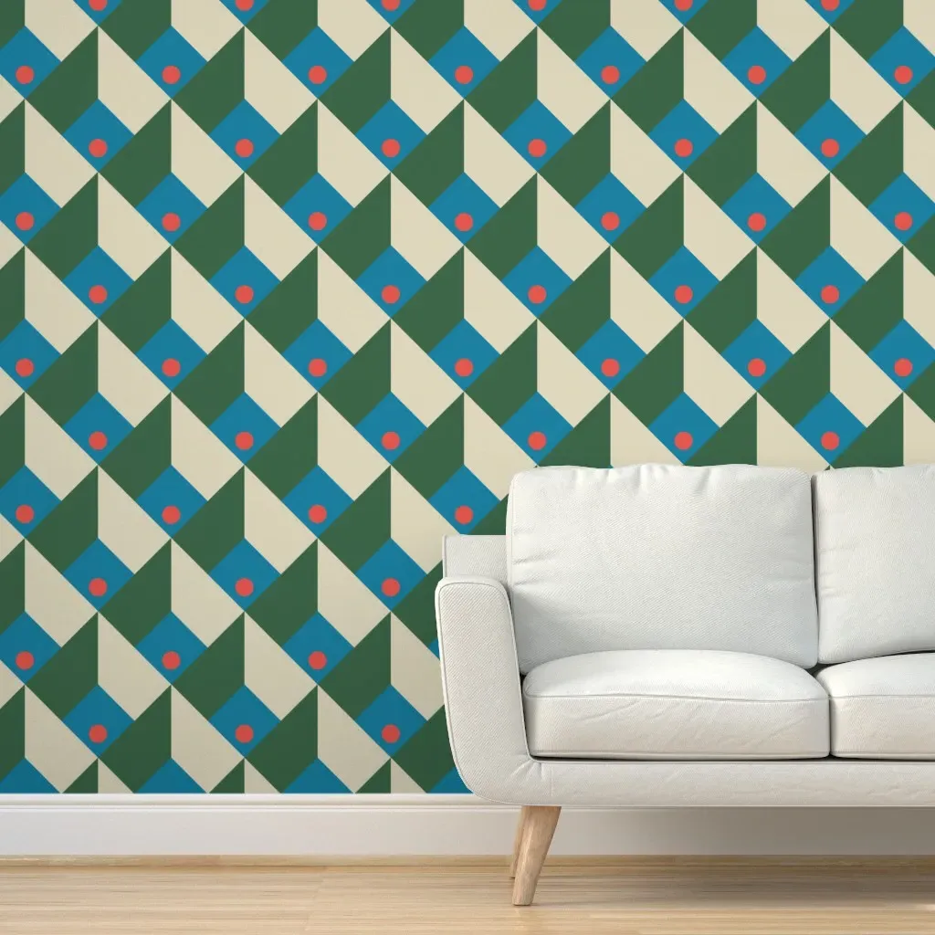 Bauhaus Pop Copenhagen Peel and Stick Wallpaper - Teal product