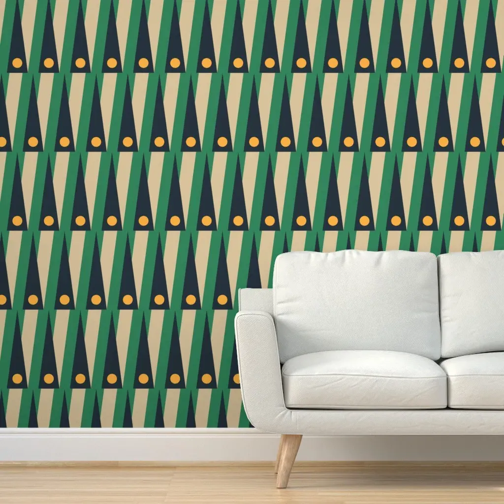 Bauhaus Pop Prague Peel and Stick Wallpaper - Dark Teal product