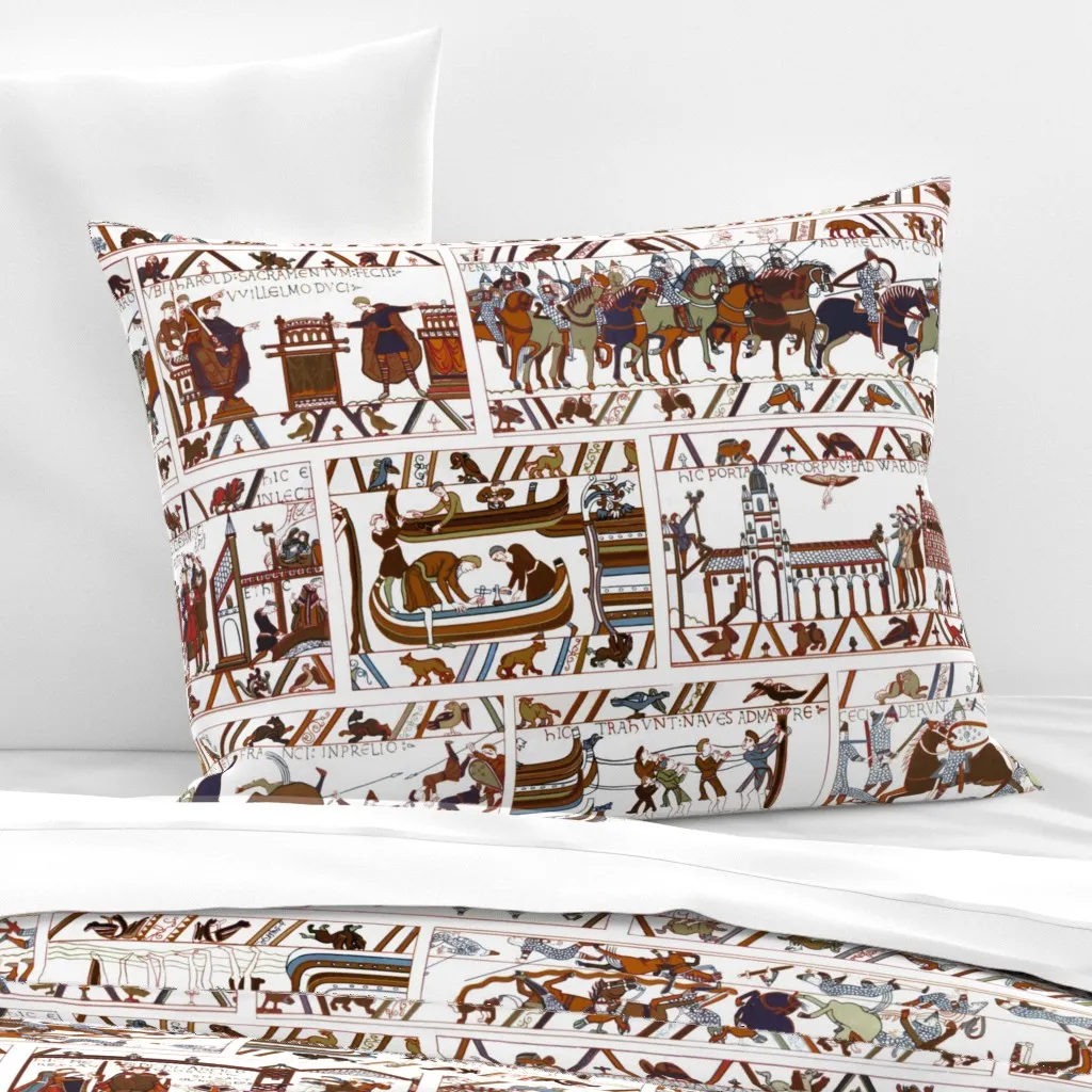 Bayeux Tapestry Standard Knife Edge Cushion Cover - Brown, Cotton Sateen product