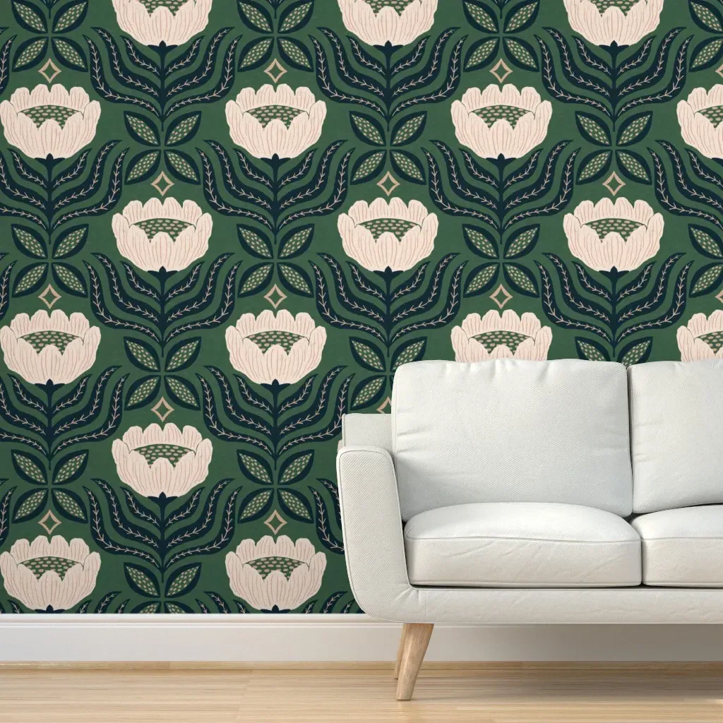 Baysan Boho Peel and Stick Wallpaper - Dark Green product