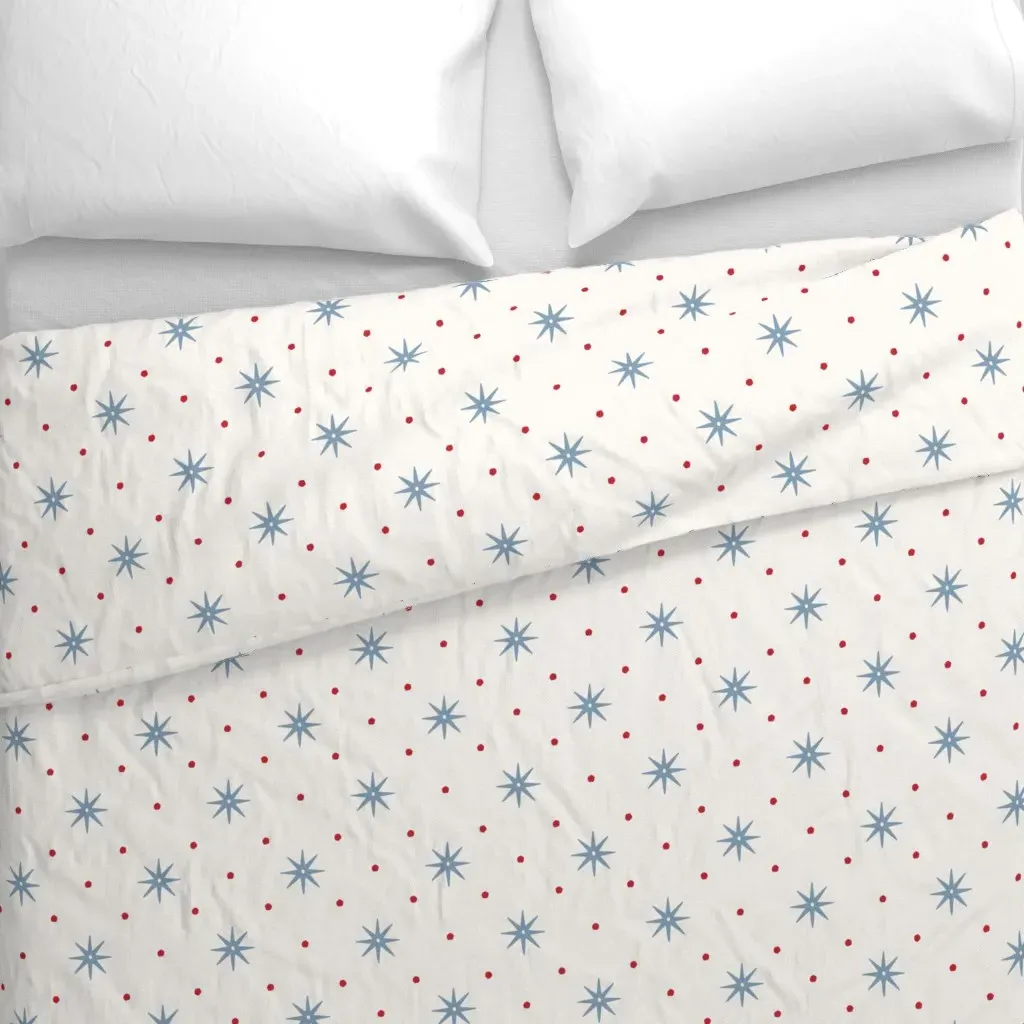 Bayside Blue and Red on Cream Duvet Cover - Blue alternate view