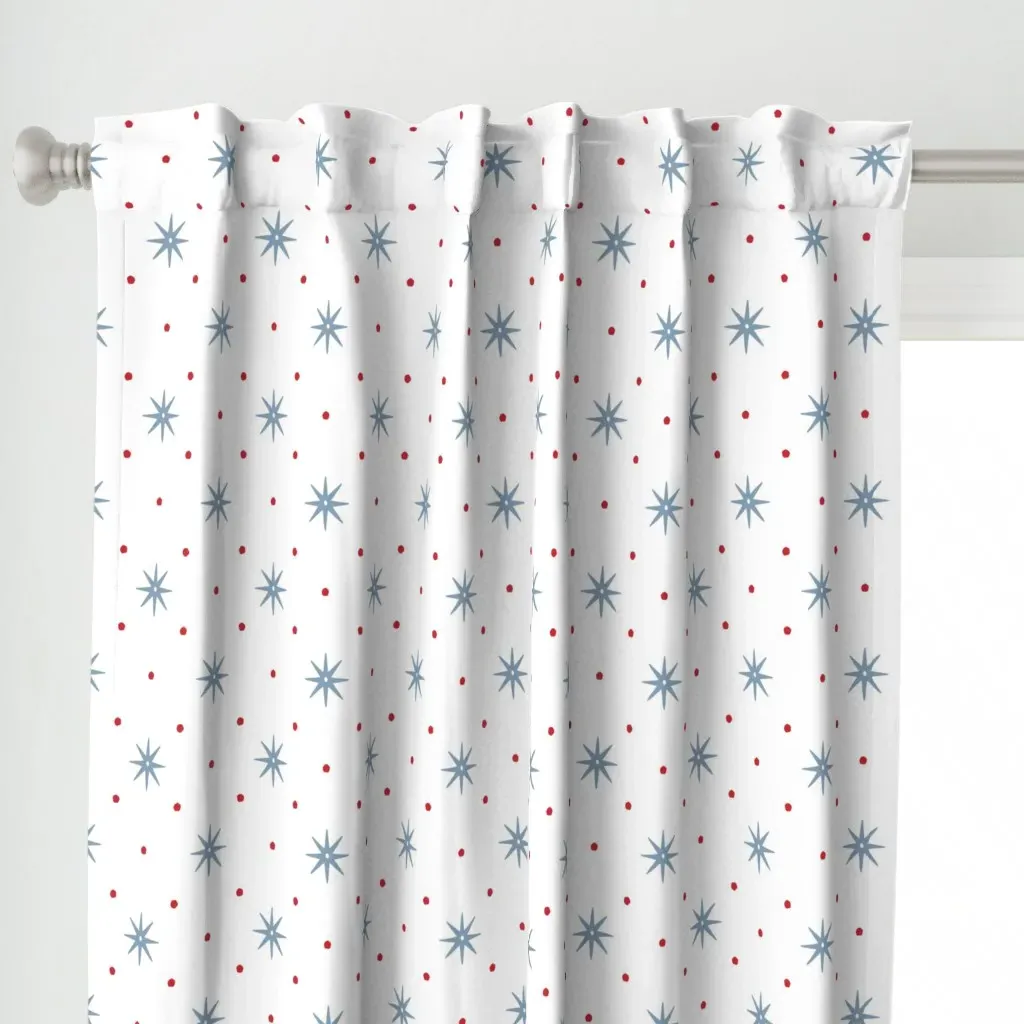 Bayside Curtain Panel - Blue, Red alternate view