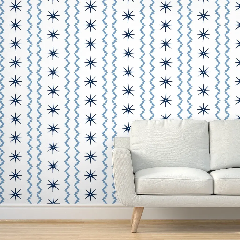 Bayview Patio Stars And Stripes Peel and Stick Wallpaper - Navy Blue product