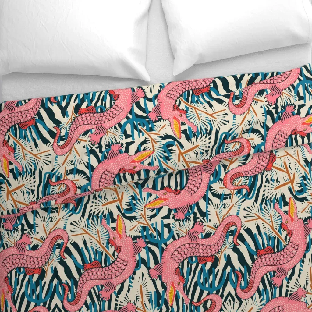 Bazaar Cosmic Gator Duvet Cover - Pink alternate view