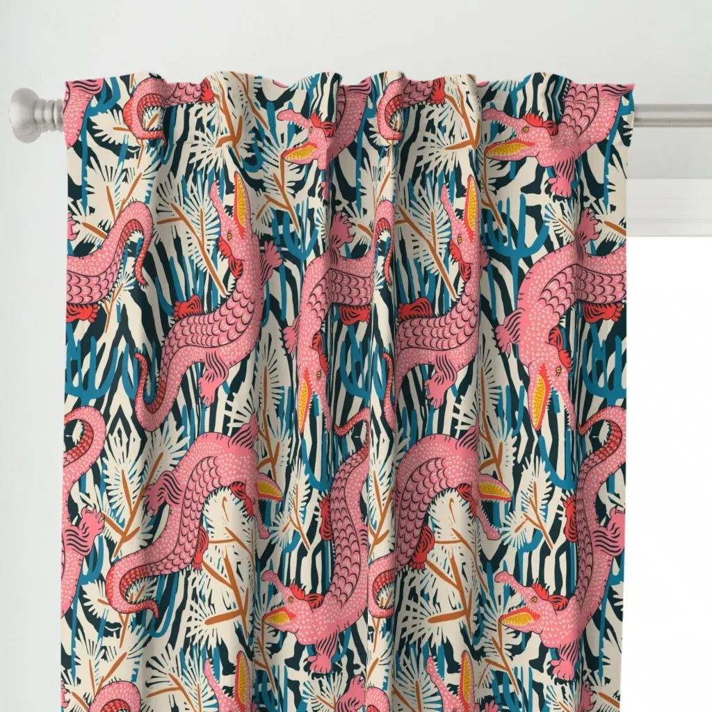 Bazaar Cosmic Gator Large Curtain Panel - Pink alternate view