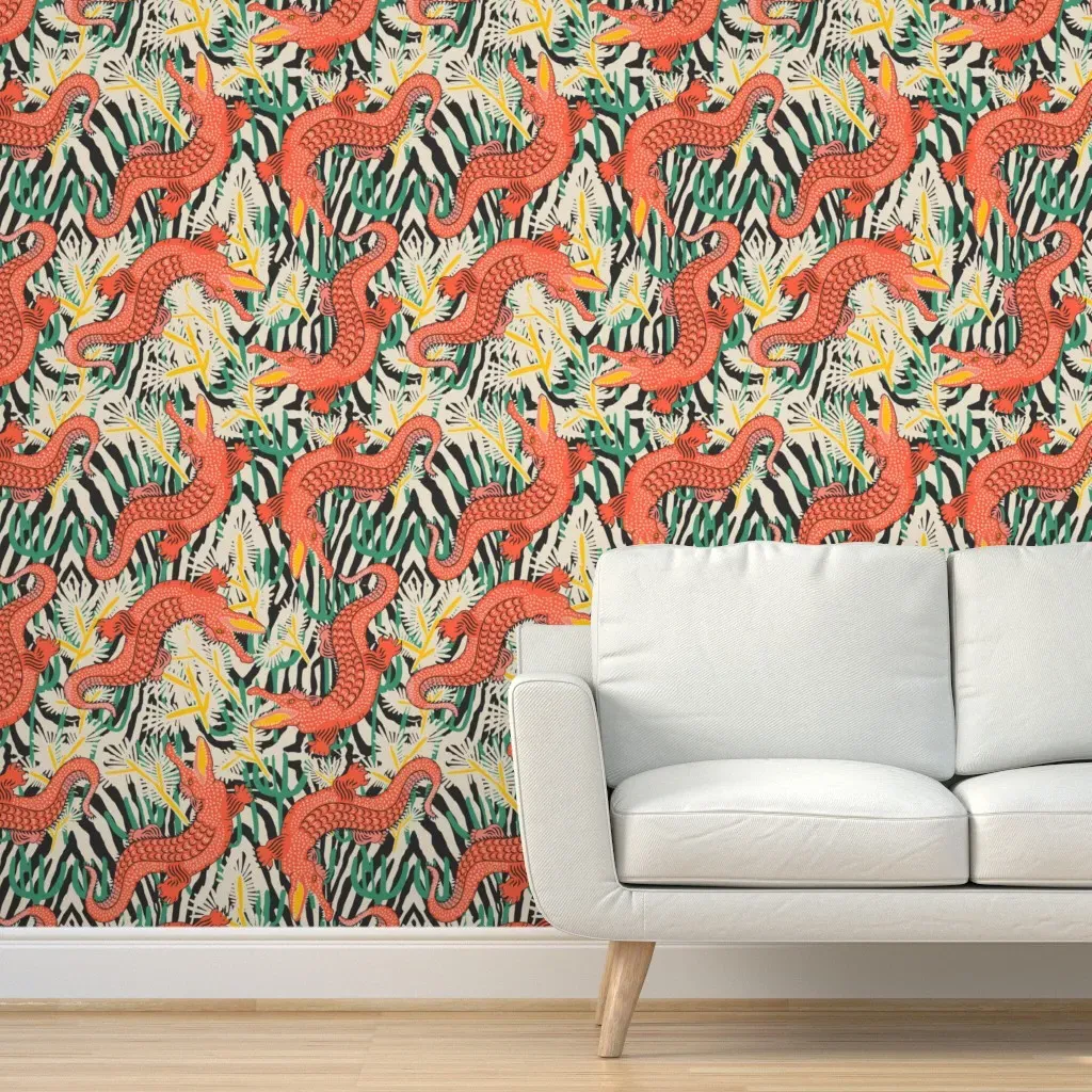 Bazaar Cosmic Gator Peel and Stick Wallpaper - Coral product