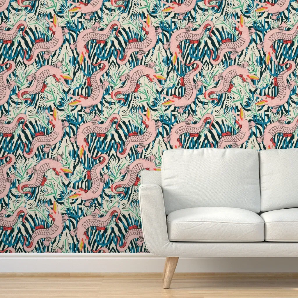 Bazaar Cosmic Gator Peel and Stick Wallpaper - Pink product