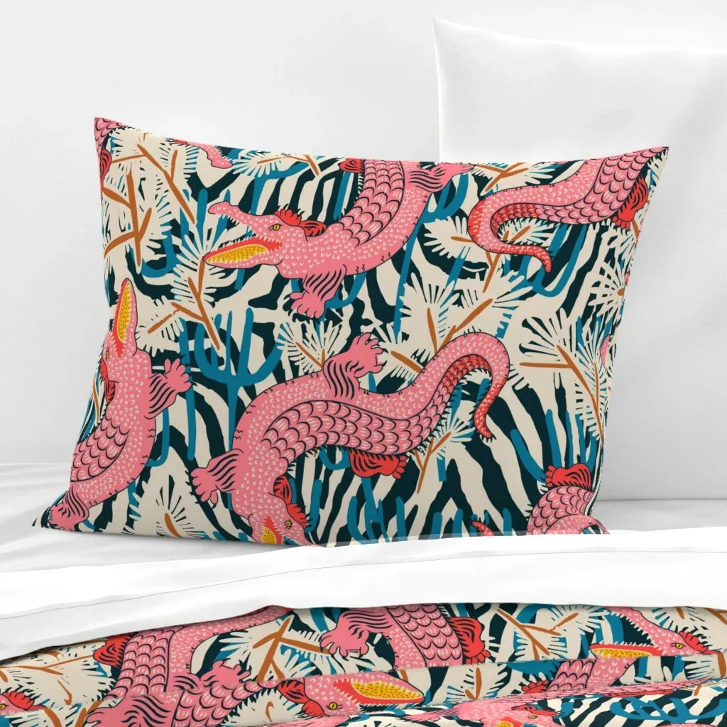 Bazaar Cosmic Gator Standard Knife Edge Cushion Cover - Pink, Cotton Sateen product