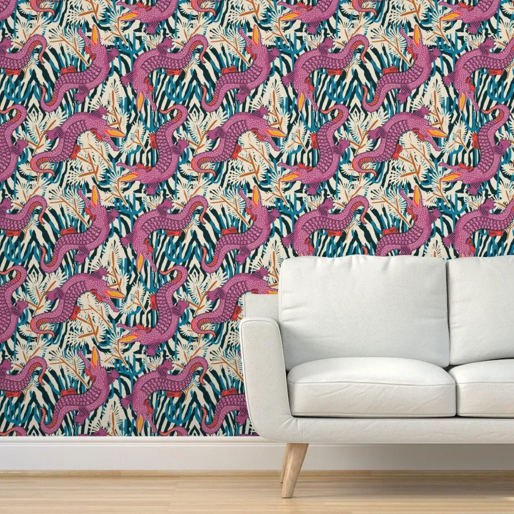 Bazaar Cosmica Gator Peel and Stick Wallpaper - Purple product