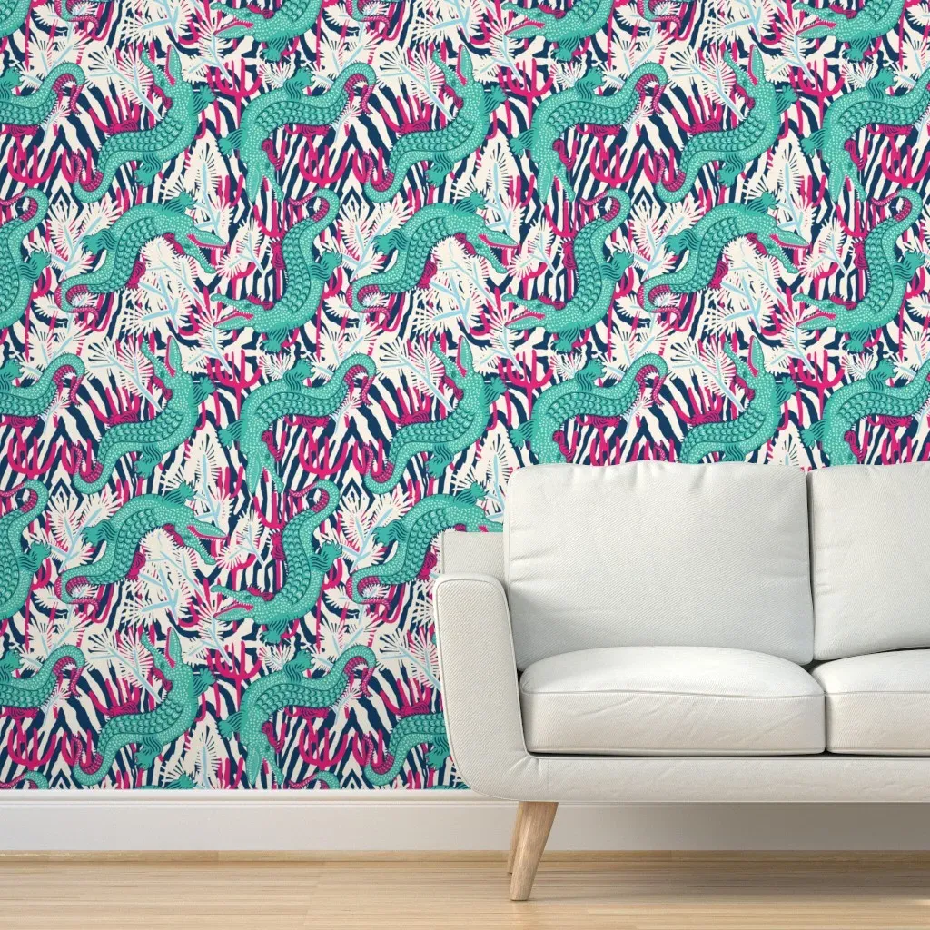 Bazaar Cosmica Gator Peel and Stick Wallpaper - Teal product