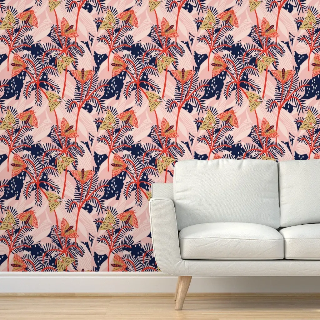 Bazaar Cosmica Moth Peel and Stick Wallpaper - Pink product