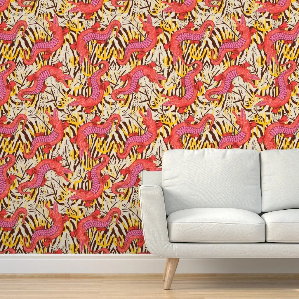 Bazaar Fete Gator Peel and Stick Wallpaper - Red product