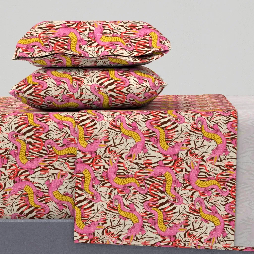 Bazaar Fete Gator Queen Size Sheet Set - Pink product