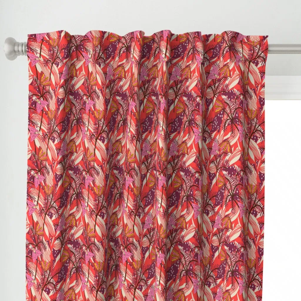 Bazaar Fete Moth Curtain Panel - Coral Pink alternate view