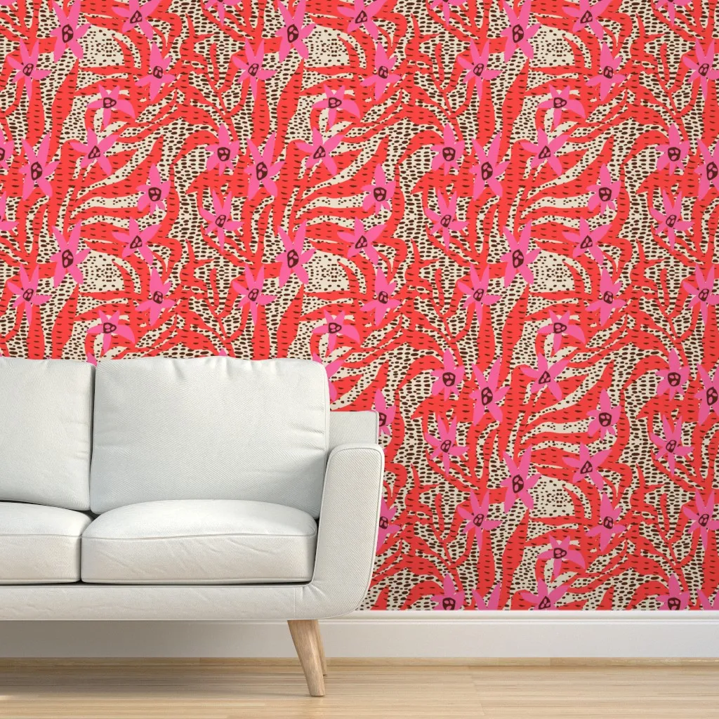 Bazaar Fete Wild Peel and Stick Wallpaper - Coral Red product