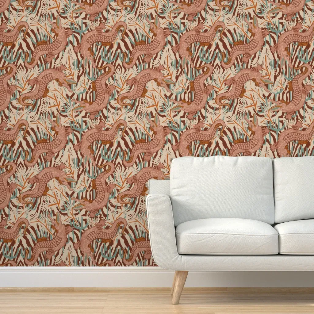 Bazaar Koko Gator Peel and Stick Wallpaper - Dusty Rose product