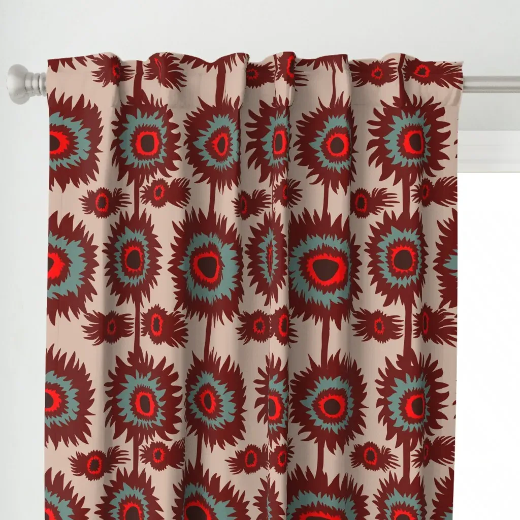 Bazooks Flower Pop Curtain Panel - Burgundy alternate view