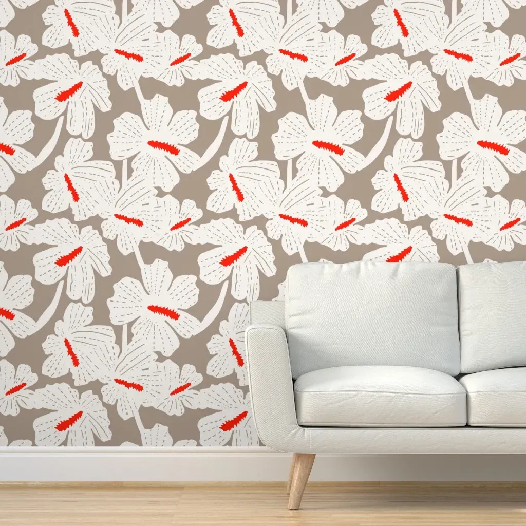 Bazooks Hibiscus Peel and Stick Wallpaper - Off-White product