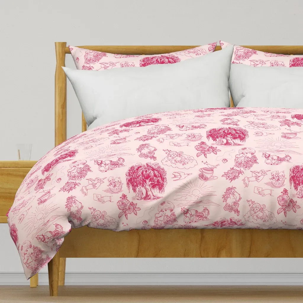 Be My Vintage Valentine Toile Duvet Cover - Pink product