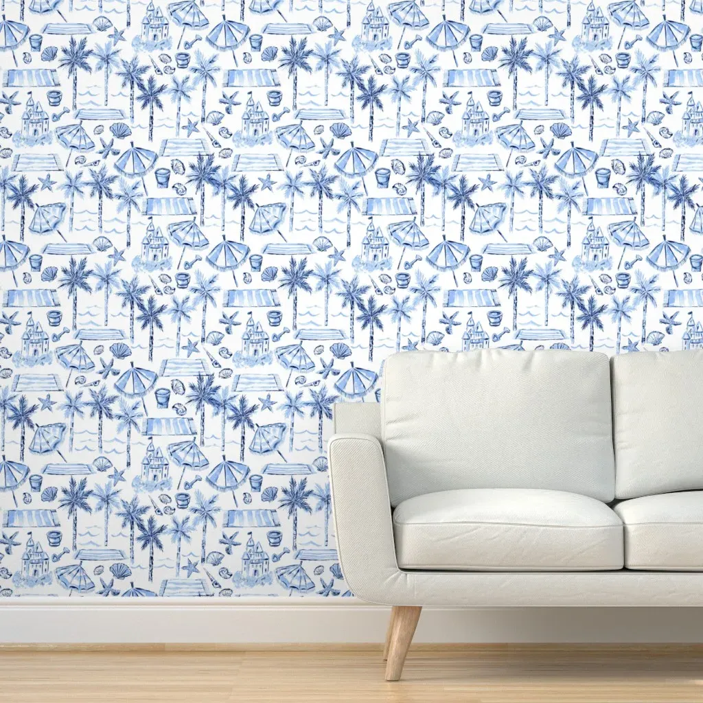 Beach Day Dreams Peel and Stick Wallpaper - Light Blue product