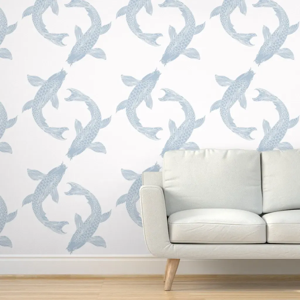 Beach House Blue Koi Peel and Stick Wallpaper - Light Blue product
