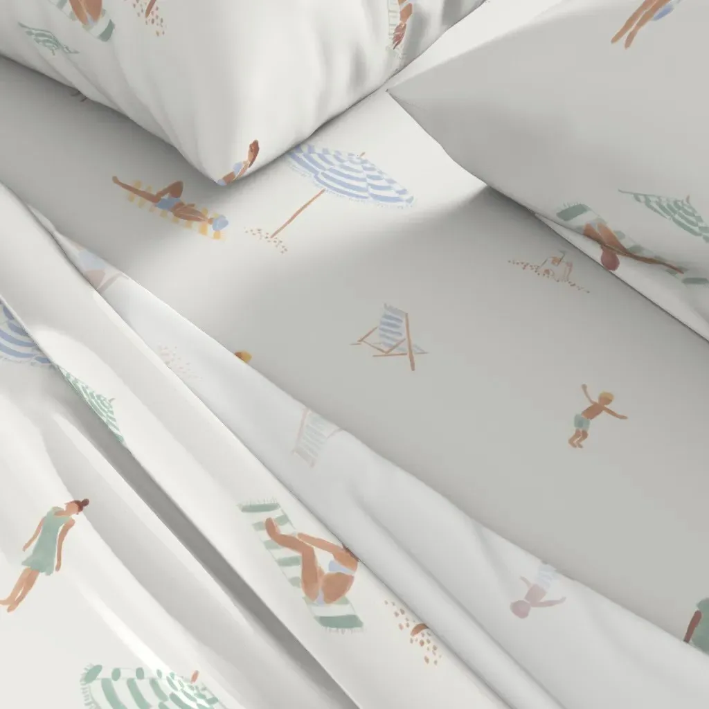 Beach People Coastal Nautical Queen Sheet Set - White alternate view