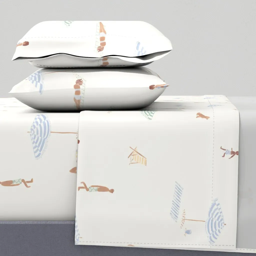 Beach People Coastal Nautical Queen Sheet Set - White product
